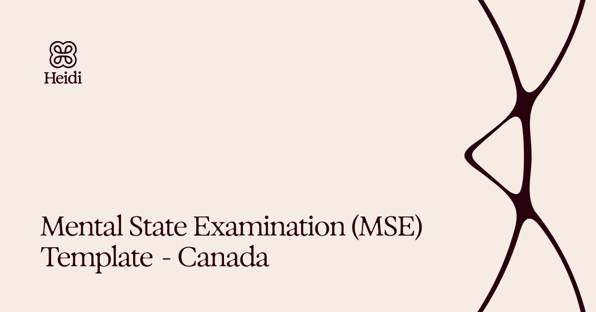 Mental State Examination (MSE) Template - Canada