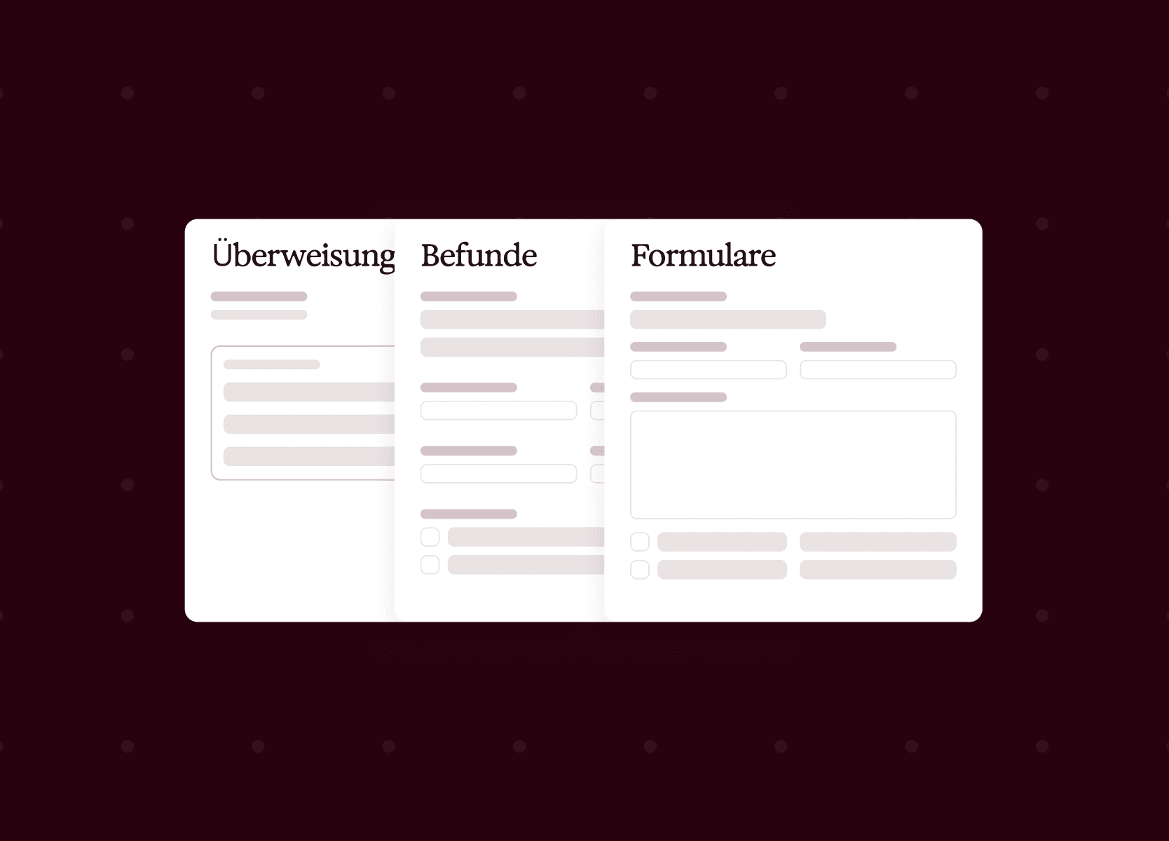 Digitale Dokumentansicht mit den Bereichen Überweisung, Befunde und Formulare